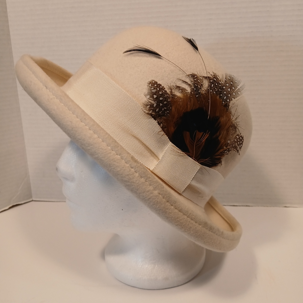 Betmar Tan Feathered Women's Hat, Fedora, Derby, High Style, Vintage